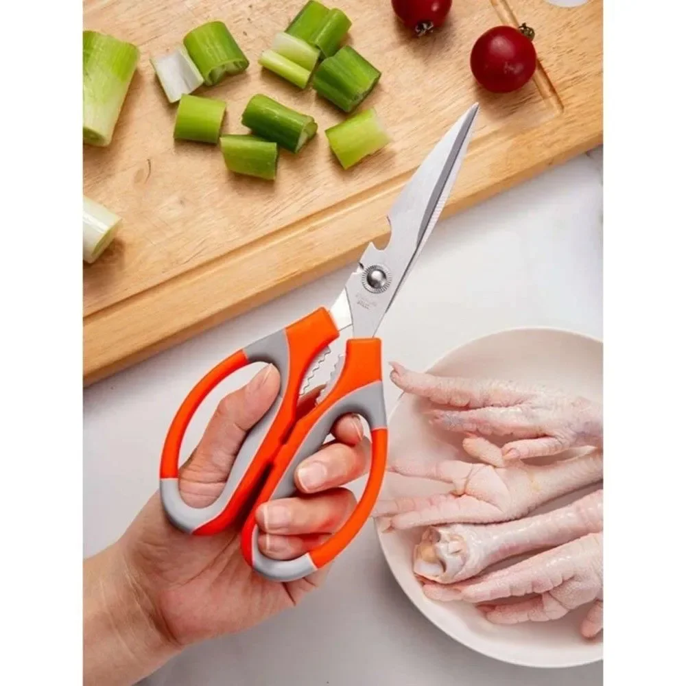 Kitchen Scissors 3 Ultra Sharp Orange Stainless Steel Kitchen Shears Meat Sb